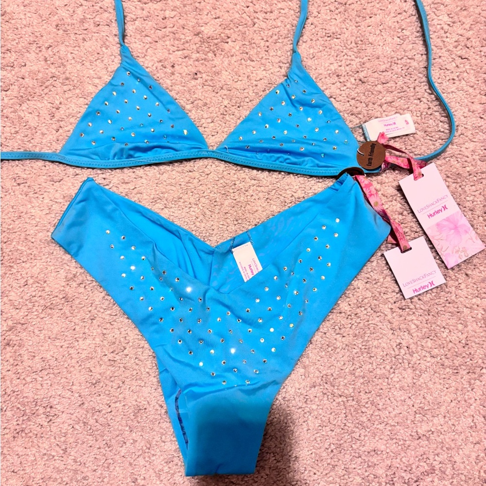 Blue Bikini with Silver Accents